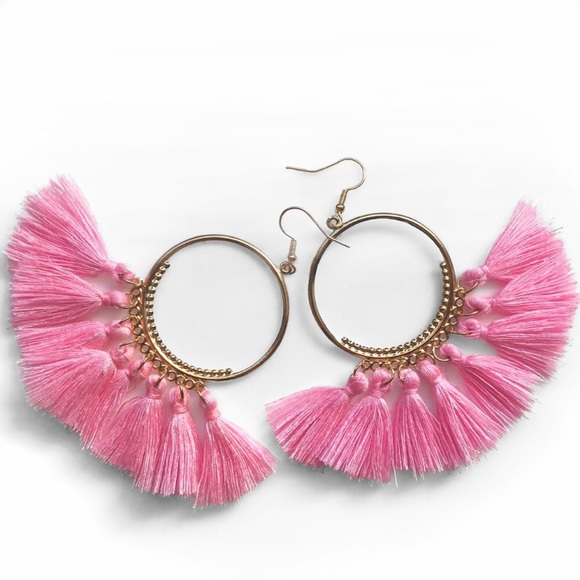 Lulus Jewelry - “Arriba!” Boho Festival Tassel Fringe Hoop Fun/Cute Summer Beach Party Earrings
